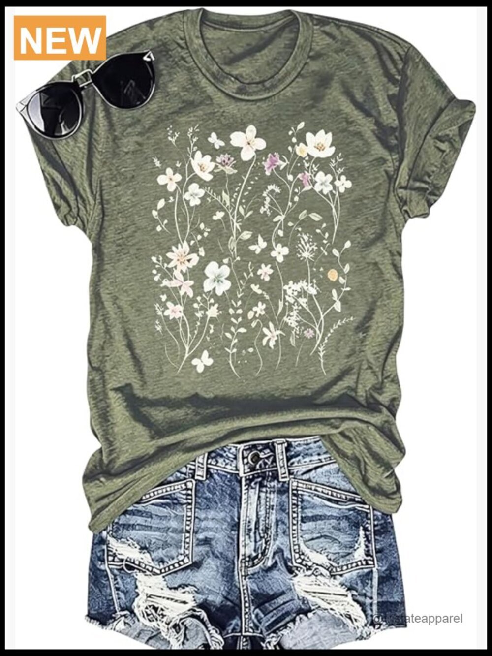 Vintage Boho Floral Graphic Tee Short Sleeve Summer Casual Concert Top